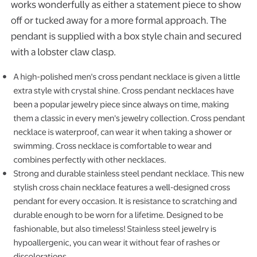 Mens 1/10 Carat Diamond Gold & Silver Stainless Steel Cross Pendant Necklace - Picture 4 of 5